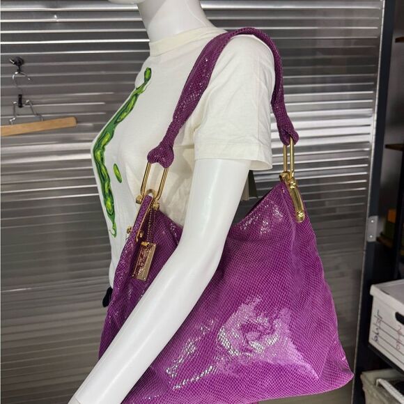 Tiffany & Fred Purple Embossed Hobo Bag - Picture 13 of 13